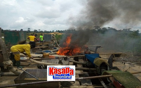 Taskforce destroyed mining equipment at Denkyira-Obuasi