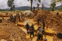 A photo of some illegal miners at work