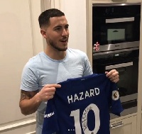 Eden Hazard has presented a signed Chelsea jersey to Ghana