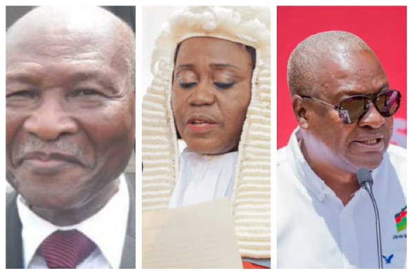 Sam Okudzeto (L), Chief Justice Gertrude Torkornoo  and President John Mahama