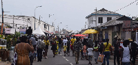 A busy street at Jamestown in Accra
