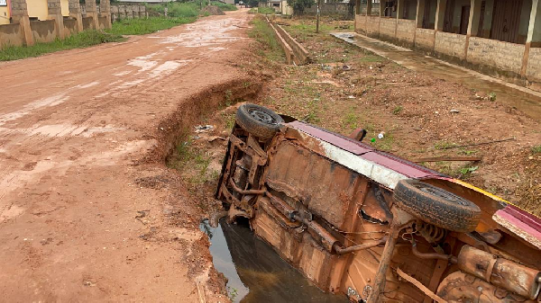 According to residents, the ditch was caused by an abandoned road project