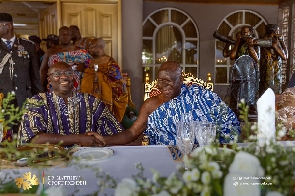 Dr Bawumia in a handshake with Otumfuo Osei Tutu II