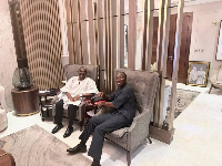Afenyo-Markin and Dr Bawumia in a hearty conversation after he visited him at his residence