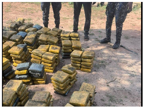 Snipped of the 397 slabs of 'wee' concealed in charcoal bags