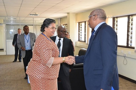 Hanna Tetteh in a handshake with a staff of the UN office in Kenya