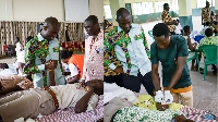 A scene from the blood donation exercise organised by Ghana National Petroleum Corporation