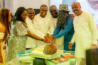 Cake cutting at the plush event at Sky Bar in Accra