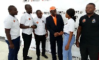 Dr Ofori-Tenkorang interacting with some students on the sidelines of the forum