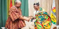 President John Dramani Mahama exchanging pleasantris with Alban Bagbin