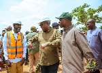 President Mahama (in green attire) inspected the Bimbilla market project