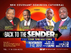 The Theme for the 5 day Service is 'Back to Sender, Your time has come'