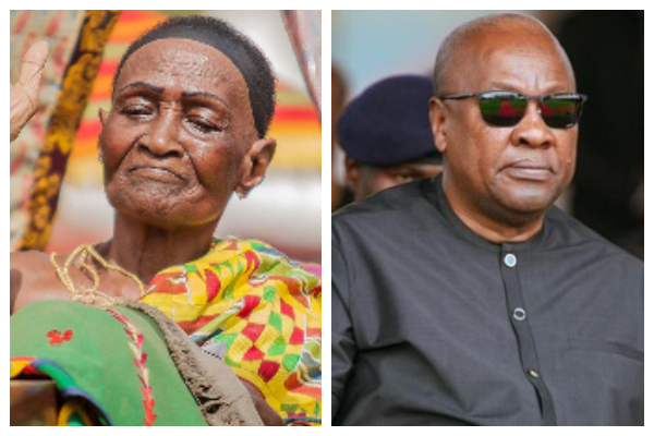 A photo collage of the late Asantehemaa and President John Dramani Mahama