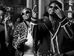 Behind the scenes picture of King Promise and Lasmid Behind the scenes picture of King Promise and Lasmid