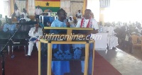 Acting NPP Chair Freddie Blay & the party's Gomoa West Candidate in the church.