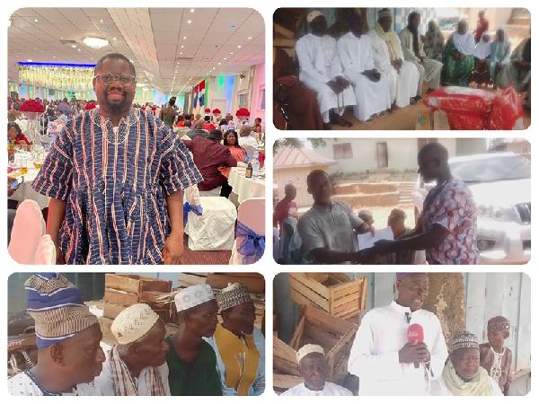 Richard Agyare in a photo collage with some members of the Muslim and Christian communities