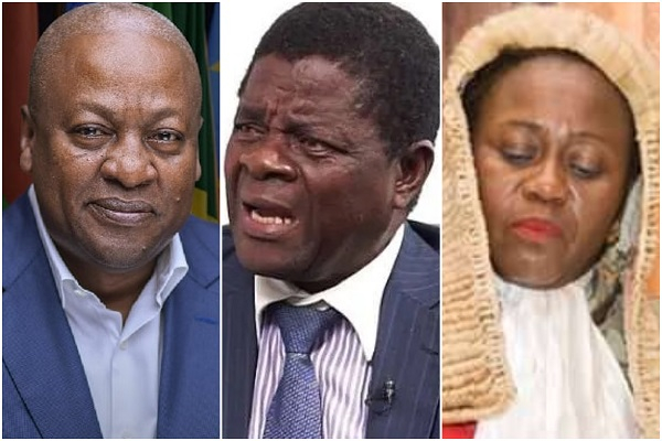 (L-R) President John Dramani Mahama, Kwaku Ansa-Asare and Chief Justice Gertrude Torkornoo