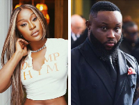 (R) Efia Odo and Medikal's manager, Kofi Jam (L)