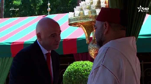 FIFA President Infantino (in suit) graced King Mohammed VI Throne Day Anniversary