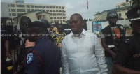 Sylvester Mensah at the Police Headquarters to support Koku Anyidoho
