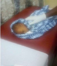 The baby was found buried in the early hours of Wednesday at Bantuma Akyinim