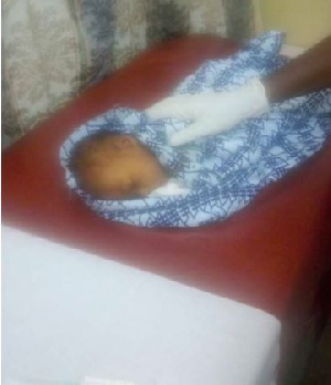 The baby was found buried in the early hours of Wednesday at Bantuma Akyinim
