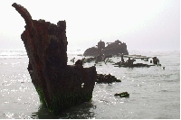 The wreckage of SS Bakana on the shores of Half Assini