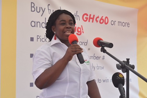 Mrs Mercy Amoah delivering a speech on behalf of the Manging Director of Vivo Energy Ghana