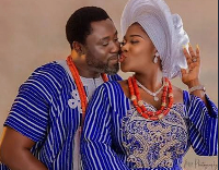 Nigerian actress Mercy Johnson in a picture with her husband
