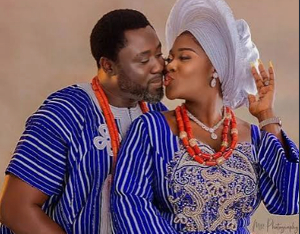 Nigerian actress Mercy Johnson in a picture with her husband