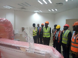 Vice president Kwesi Amissah-Arthur on a visit to the New University of Ghana Super Tertiary Hospita