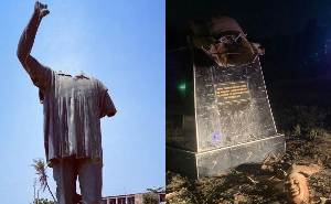 Dr. Kwame Nkrumah's statue (L) and Akufo-Addo's statue (R)