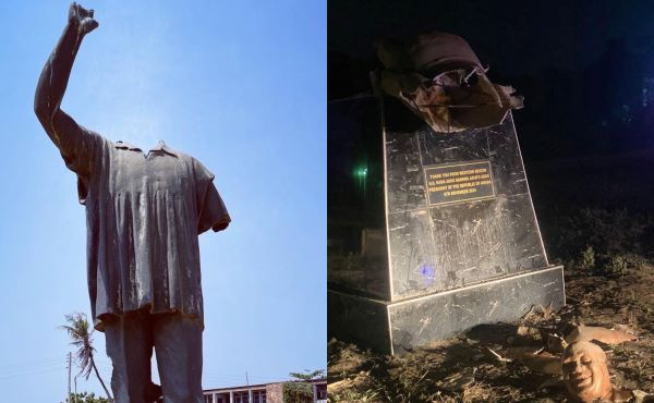 Dr. Kwame Nkrumah's statue (L) and Akufo-Addo's statue (R)