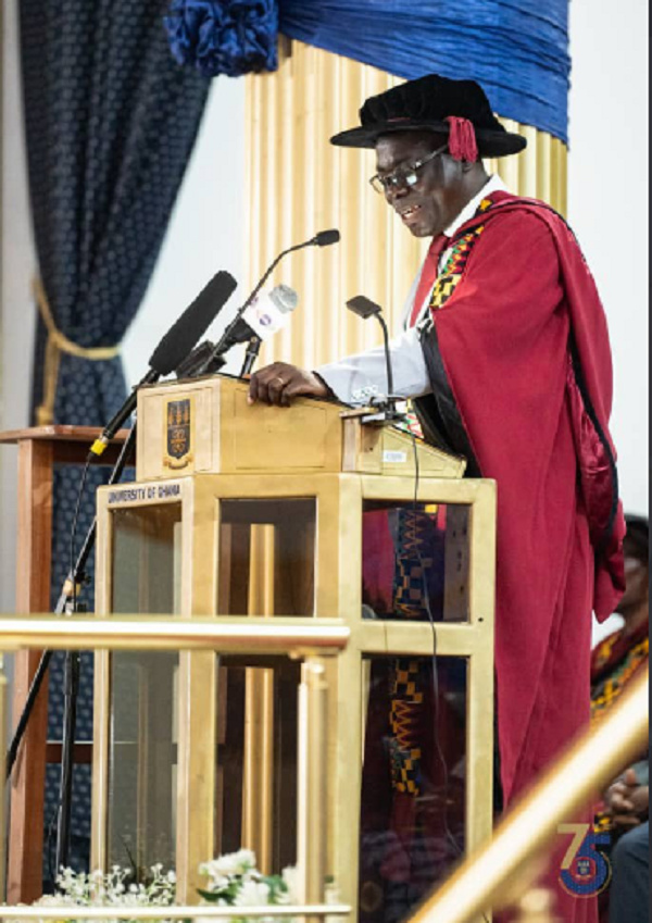 Prof Justice Novignon speaking at his inaugural lecture
