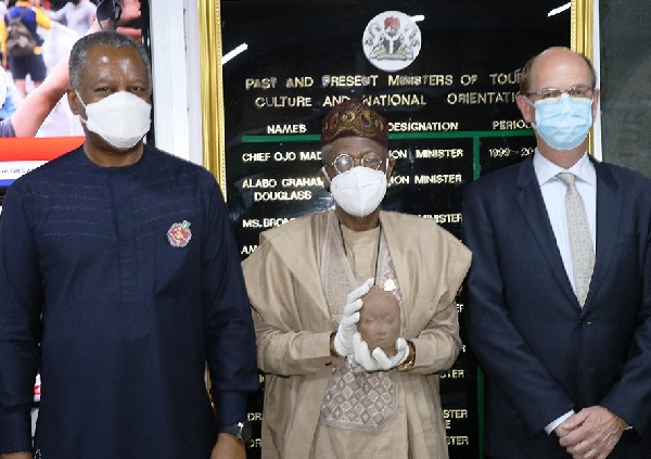 Geoffrey Onyeama, Alhaji Lai Mohammed, and the Ambassador of the Kingdom of the Netherlands