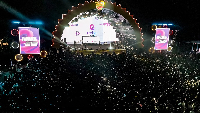 An aerial view of the venue as attendees enjoy the event