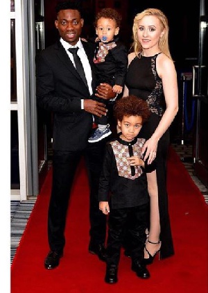 Christian Atsu with his wife and 2 kids