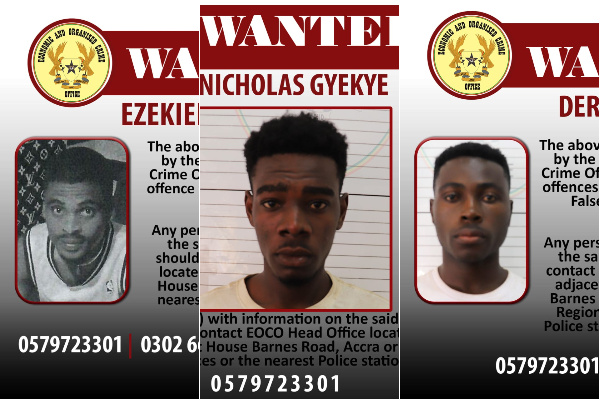 The three men are wanted by the EOCO for various crime-related issues