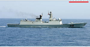 A Chinese People's Liberation Army Navy vessel transits the Gulf of Aden