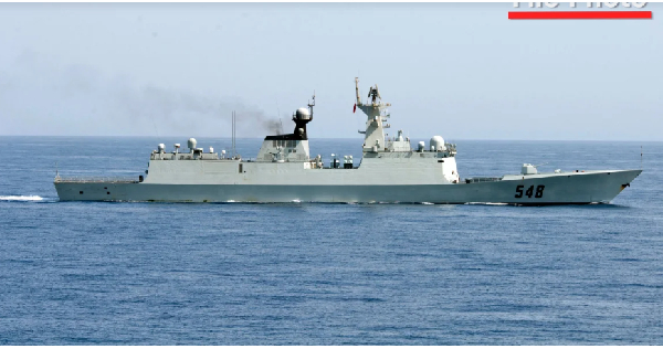 A Chinese People's Liberation Army Navy vessel transits the Gulf of Aden