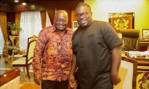 President Nana Addo in  a pose with MUSIGA president, 'Obour'