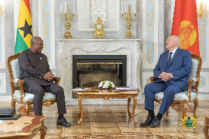 President John Dramani Mahama with President Alexander Lukashenko of Belarus