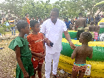 Nene Djaba Agblezee IV interacting with some of the kids at the Som Fest