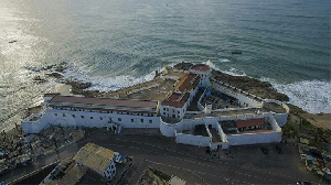 An aerial view of the Cape Coast Castle