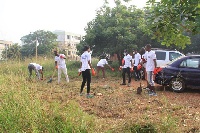Some participants of the cleanup exercise organised by Overseas Commerce Ghana Ltd at Community 3