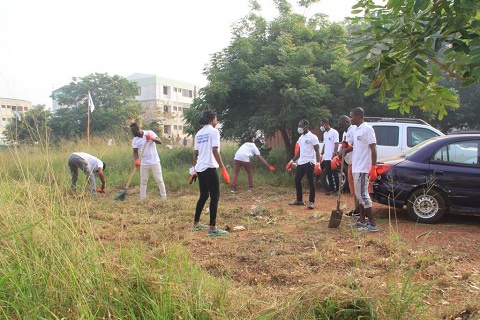 Some participants of the cleanup exercise organised by Overseas Commerce Ghana Ltd at Community 3