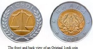 Approved One Cedi Coins