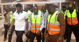 Kwabena Mintah Akandoh with the Ashanti Regional Minister and some leaders on one of the tours