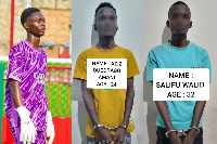 Cheikh Touré (L) and the suspects: Aziz Wadrago Mane (M), Salifu Walid (R)