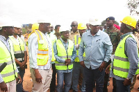 President Mahama in a chat with road contractors